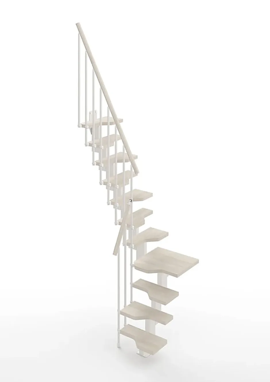 Escalier 1 quart tournant 13 marches - Hauteur à franchir de 2.81 à 3.33m - Largeur 61cm - Couleur bois et blanc --Matisere Online