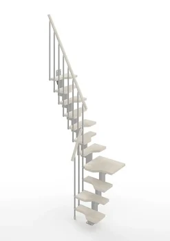 Escalier 1 quart tournant 12 marches - Hauteur à franchir de 2.61 à 3.09m - Largeur 61cm - Couleur bois et blanc --Matisere Online