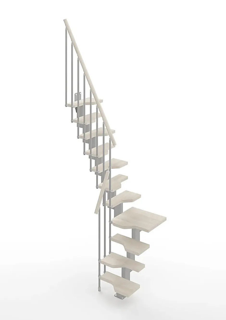 Escalier 1 quart tournant 12 marches - Hauteur à franchir de 2.61 à 3.09m - Largeur 61cm - Couleur bois et blanc --Matisere Online