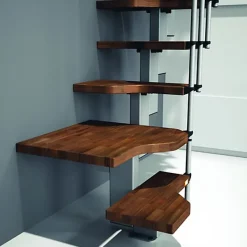 Escalier 1 quart tournant 10 marches - Hauteur à franchir de 2.21 à 2.61m - Largeur 61cm - Couleur noyer et gris --Matisere Online