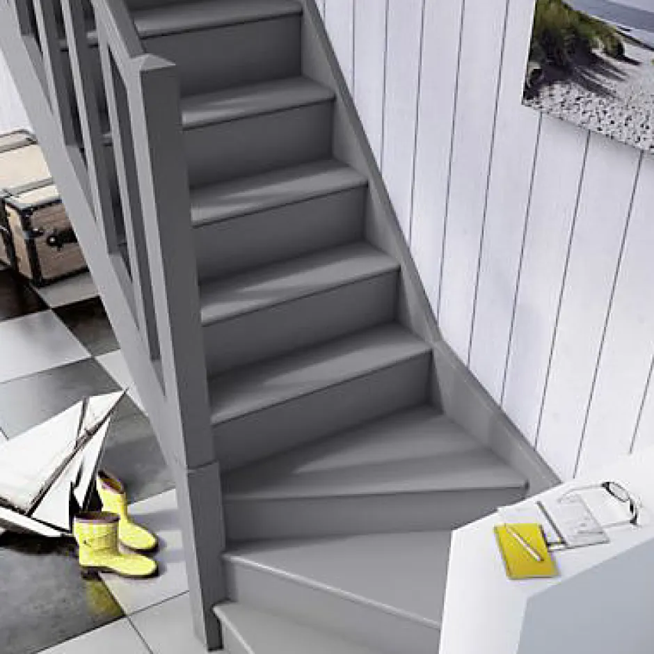 Escalier 1/4 tournant droit bois Normandie l.80 cm 13 marches sapin- Best