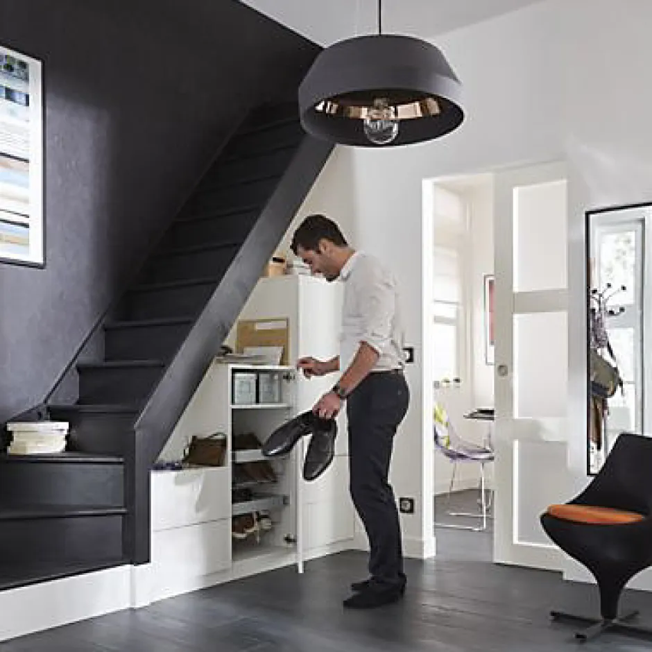 Escalier 1/4 tournant droit bois Normandie l.80 cm 13 marches sapin- Best