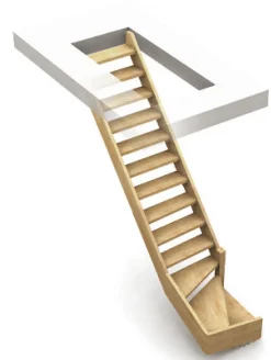 Escalier 1/4 tournant droit bois Normandie l.80 cm 13 marches sapin- Best