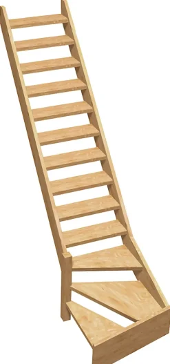 Escalier 1/4 tournant gauche bois Normandie l.80 cm 13 marches sapin