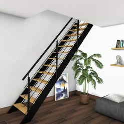 Kordo Escalier bois droit noir à LED intégrées, Spectra