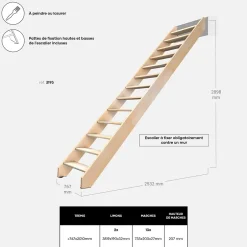 Escalier bois hêtre droit, Nostra-Kordo Clearance