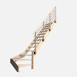 Escalier bois hêtre quart-tournant droit avec garde-corps, Nostra-Kordo Outlet