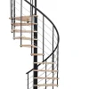 Matisere Escalier colimaçon 10 marches - Hauteur à franchir 1.95 à 2.35m - Structure noire et marche hêtre - Diamètre 100cm - VENE100/NH-10