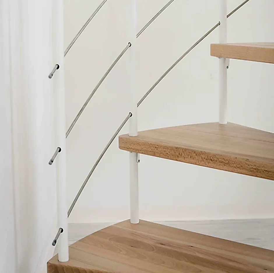 Escalier colimaçon 14 marches - Hauteur à franchir 2.75 à 3.29m - Structure grise et marche hêtre - Diamètre 100cm - VENE100/GH-14-Matisere Clearance