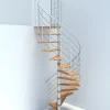 Matisere Escalier colimaçon 11 marches - Diamètre 140cm - Hauteur à franchir 2.15 à 2.59m - Blanc et hêtre - VENE140-SBMNAT-11