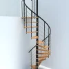Matisere Escalier colimaçon 15 marches - Diamètre 120cm - Hauteur à franchir 3.04 à 3.52m - Noir et hêtre - VENE120-SNMNAT-15