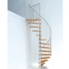 Escalier colimaçon 13 marches - Hauteur à franchir 2.52 à 3.05m - Diamètre 120cm - Structure blanche et marche hêtre --Matisere Hot