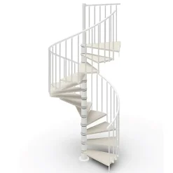 Matisere Escalier colimaçon 10 marches - Haut. à franchir 2.05 à 2.40m - Diam. 120cm - Trémie ronde - Struct. blanche / marches blanchi -
