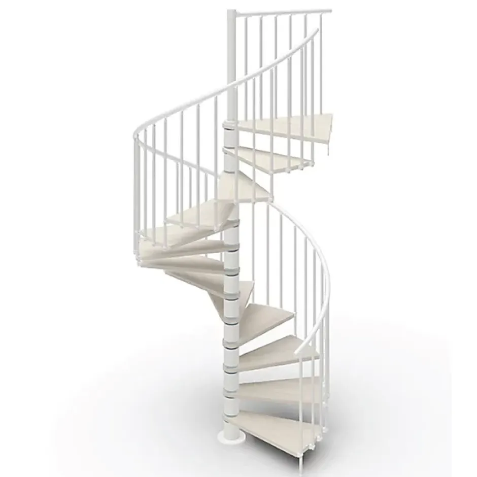 Matisere Escalier colimaçon 10 marches - Haut. à franchir 2.05 à 2.40m - Diam. 120cm - Trémie ronde - Struct. blanche / marches blanchi -