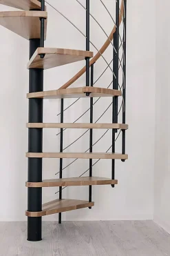 Matisere Escalier colimaçon 13 marches - Diamètre 120cm - Hauteur à franchir 2.54 à 3.05m - Noir et Noyer - VENE120-SNMNOY-13