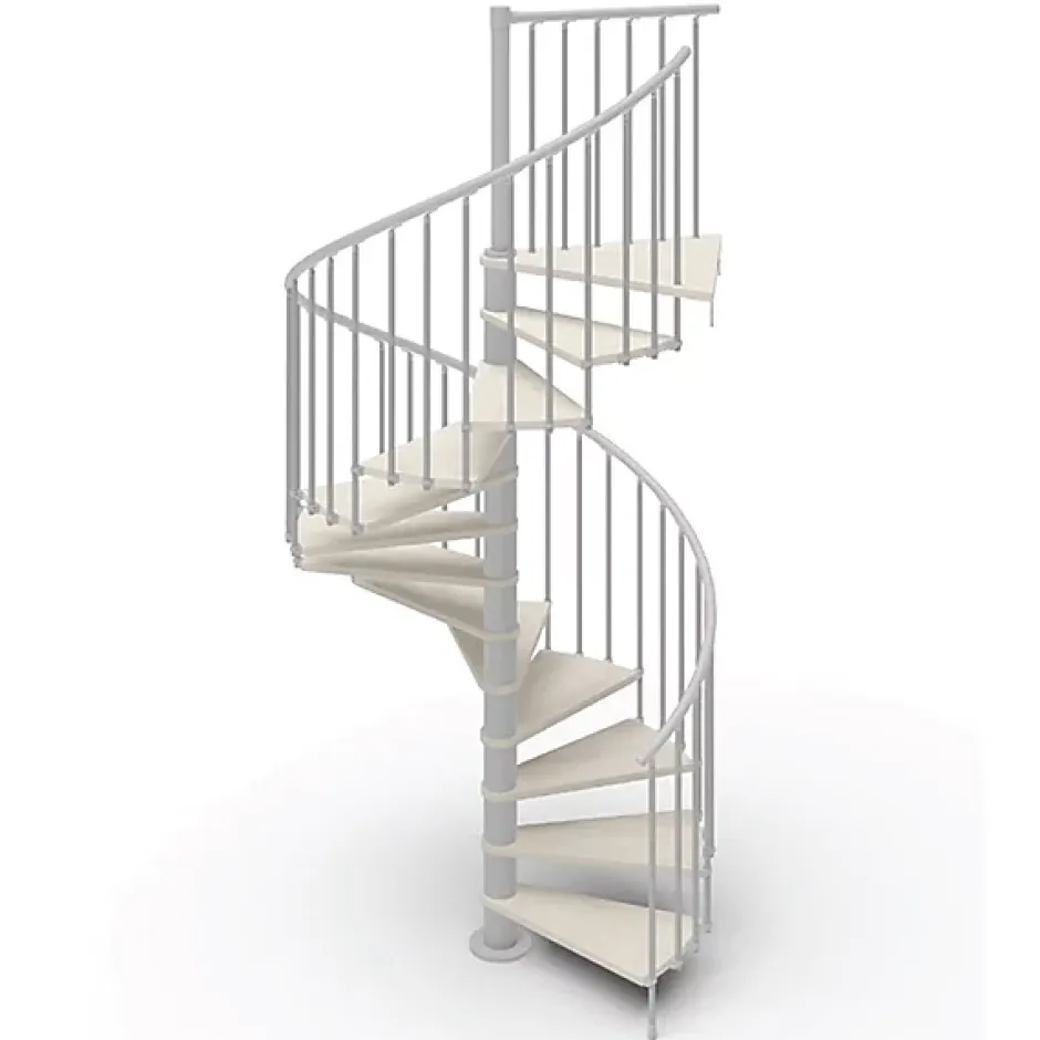 Escalier colimaçon 11 marches - Hauteur à franchir de 2.26m à 2.64m - Diamètre 1.05m - Structure blanche et marche blanchi --Matisere