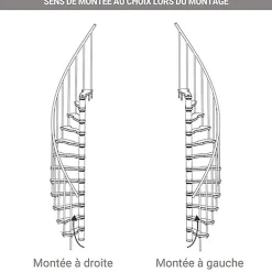 Escalier colimaçon 11 marches - Hauteur à franchir 2.28 à 2.82m - Structure grise et marche hêtre - Diamètre 140cm - SUON140/GH-11-Matisere Sale