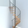 Matisere Escalier colimaçon 9 marches - Diamètre 160cm - Hauteur à franchir 1.76 à 2.12m - Structure grise et marche hêtre - VENE160/GH-9