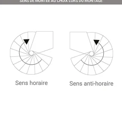 Escalier colimaçon 12 marches - Hauteur à franchir 2.28 à 2.82m - Diamètre 120cm - Structure blanche et marche hêtre --Matisere Outlet