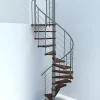 Escalier colimaçon 14 marches - Diamètre 140cm - Hauteur à franchir 2.75 à 3.29m - Gris et Noyer - VENE140-SGMNOY-14-Matisere Outlet