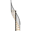 Escalier colimaçon 12 marches - Hauteur à franchir 2.47 à 3.05m - Structure noire et marche hêtre - Diamètre 140cm - SUON140/NH-12-Matisere New