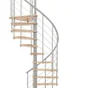 Escalier colimaçon 11 marches - Hauteur à franchir 2.15 à 2.59m - Structure grise et marche hêtre - Diamètre 100cm - VENE100/GH-11-Matisere
