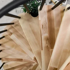 Escalier colimaçon 13 marches - Hauteur à franchir 2.52 à 3.05m - Diamètre 120cm - Structure noire et marche hêtre - BERL120-NH-13-Matisere Discount