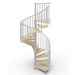 Matisere Escalier colimaçon 12 marches - Haut. à franchir 2.46 à 2.88m - Diam. 140cm - Struct. grise / marches naturel- Trémie ronde -