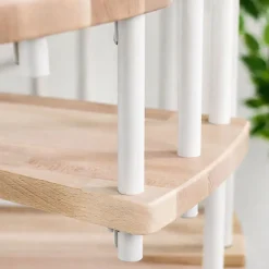 Escalier colimaçon 9 marches - Hauteur à franchir 1.71 à 2.12m - Diamètre 140cm - Structure blanche et marche hêtre - BERL140-BH-9-Matisere Discount