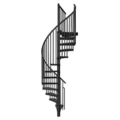 Matisere Escalier colimaçon métal 10 marches - Hauteur à franchir 1.90 à 2.35m - Diamètre 160cm - Noir - RONDO160-NN-10