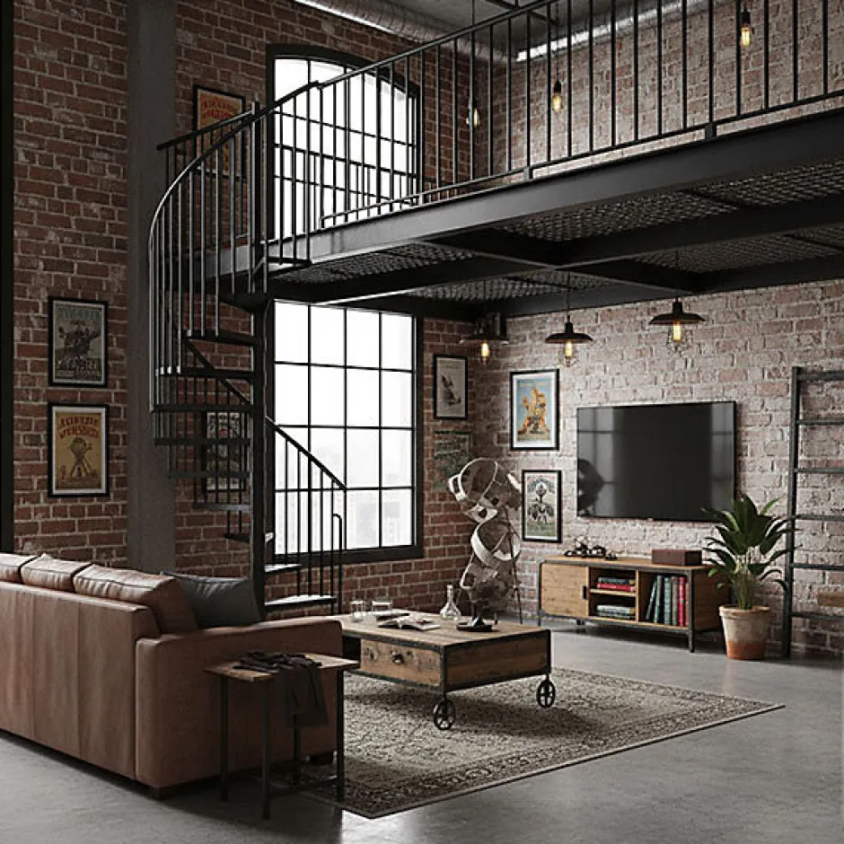 Matisere Escalier colimaçon métal 10 marches - Hauteur à franchir 1.90 à 2.35m - Diamètre 160cm - Noir - RONDO160-NN-10