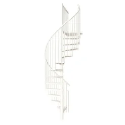 Escalier colimaçon métal 11 marches - Hauteur à franchir 2.09 à 2.59m - Diamètre 120cm - Structure blanche et marche blanche --Matisere New