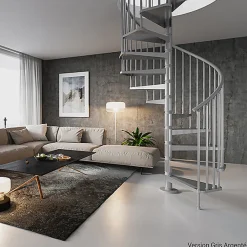 Matisere Escalier colimaçon métal 15 marches - Hauteur à franchir 3.15 à 3.45m - Diamètre 120cm - Gris - GAMIA120/GG-15