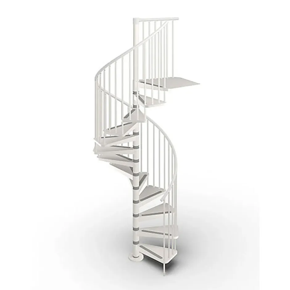 Matisere Escalier colimaçon métal 16 marches - Hauteur à franchir 3.36 à 3.68m - Diamètre 140cm - Blanc - GAMIA140/BB-16