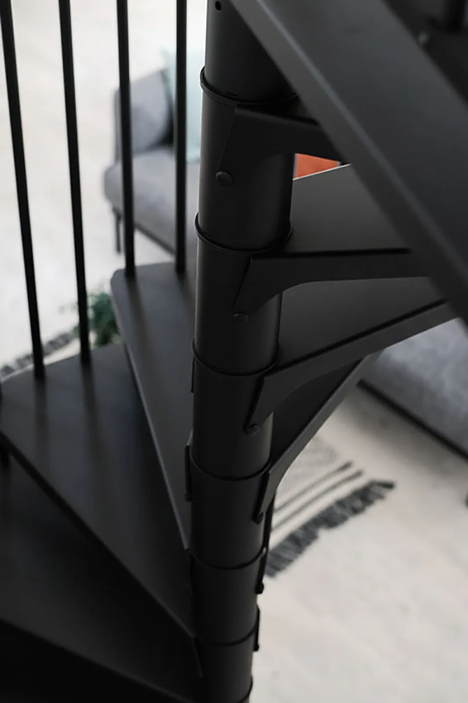 Escalier colimaçon métal 9 marches - Hauteur à franchir 1.71 à 2.12m - Diamètre 160cm - Noir - RONDO160-NN-9-Matisere Online