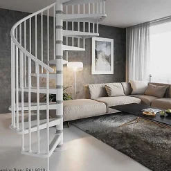 Escalier colimaçon métal 16 marches - Hauteur à franchir 3.36 à 3.68m - Diamètre 120cm - Blanc - GAMIA120/BB-16-Matisere Discount