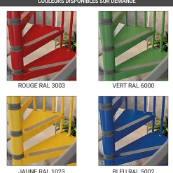 Escalier colimaçon métal 14 marches - Hauteur à franchir 2.94 à 3.22m - Diamètre 120cm - Gris - GAMIA120/GG-14-Matisere Discount