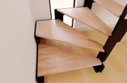 Alumin'home Escalier crémaillière quart tournant Costa rampe acier marche hêtre l. 2.75 m