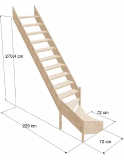 Escalier de Meunier en Kit AZET en Sapin Quart tournant compact-Woodup Sale