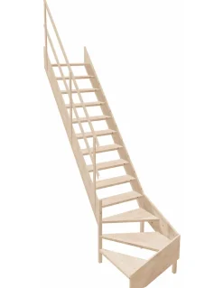 Woodup Escalier de Meunier en Kit AZET en Sapin Quart tournant compact