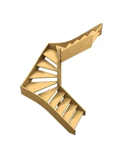 Woodup Escalier Double Quart Tournant Sapin Albula 288 Cm Tournant Droite Sans Contremarche Sapin H Sol Sol 288 Cm