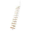 Matisere Escalier droit 10 marches - Hauteur à franchir 1.89 à 2.49m - Blanc et hêtre - TWISTER60-I-BH-10