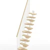 Escalier droit 9 marches - Hauteur à franchir de 2.01 à 2.37m - Largeur 61cm - Couleur naturel et blanc - MINI61/I/SBMNAT-9-Matisere Clearance