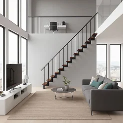 Escalier droit 10 marches - Hauteur à franchir 2.22 à 2.64m - Largeur 80cm - Structure grise et marche noyer - COMFO80/I/GN-10-Matisere Online