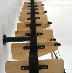 Matisere Escalier droit 10 marches - Hauteur à franchir 2.09 à 2.29m - Largeur 65cm - Structure blanche et marche hêtre - QUATR65/I-BB-10