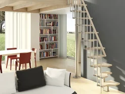 Matisere Escalier droit 14 marches - Hauteur à franchir de 3.01 à 3.57m - Largeur 61cm - Couleur naturel et blanc - MINI61/I/SGMNAT-14