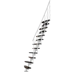 Escalier droit 11 marches - Hauteur à franchir 2.06 à 2.70m - Largeur 65cm - Structure blanche et marche noyer --Matisere