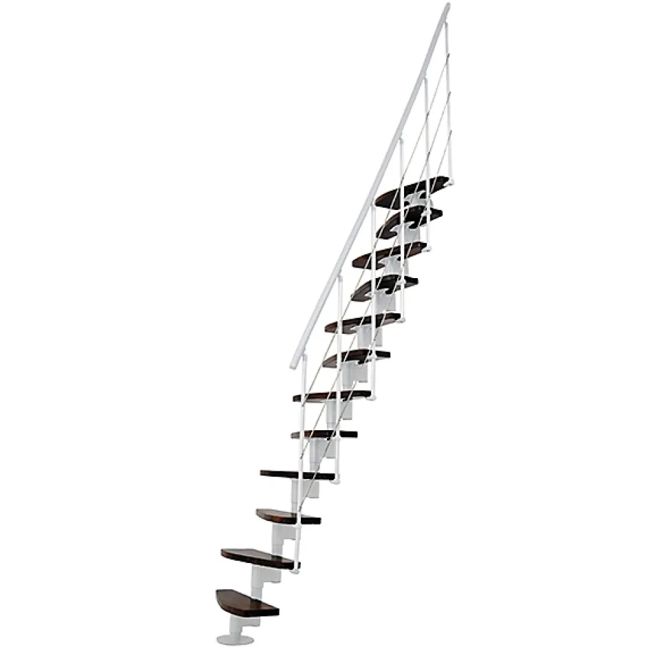 Escalier droit 11 marches - Hauteur à franchir 2.06 à 2.70m - Largeur 65cm - Structure blanche et marche noyer --Matisere