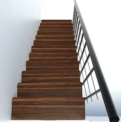 Escalier droit 10 marches - Hauteur à franchir 2.22 à 2.64m - Largeur 80cm - Structure noire et marche noyer - COMFO80/I/NN-10-Matisere Online