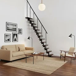 Matisere Escalier droit 11 marches - Hauteur à franchir 2.06 à 2.70m- Largeur 65cm - Structure noire et marche noyer - NIZZA60/I/SNMNO-11